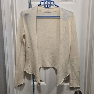 Casmari Cashmere And Jeweled Cream Open-Front Sweater Size 2